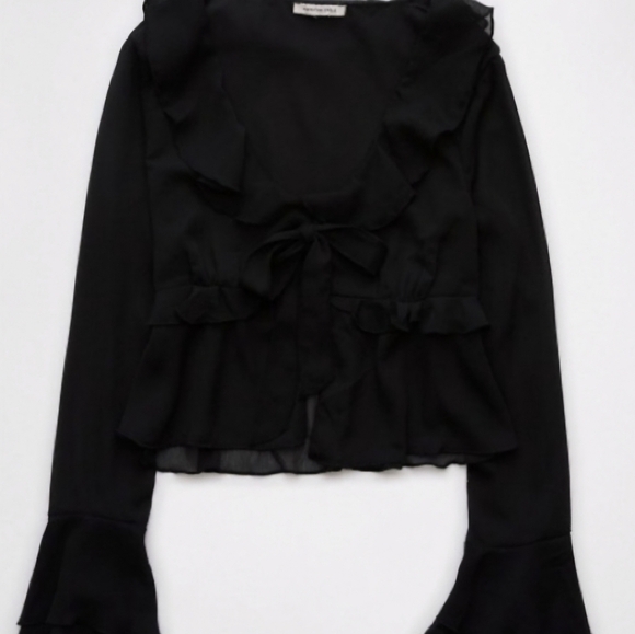 American Eagle Outfitters Black Sheer Blouse - Picture 4 of 5